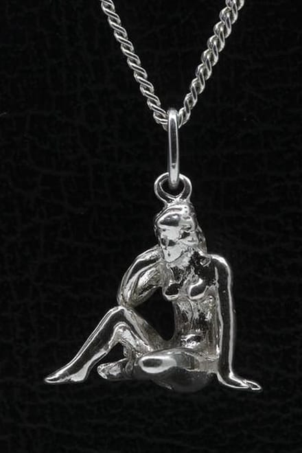 Zilveren Sterrenbeeld Maagd ketting hanger - groot