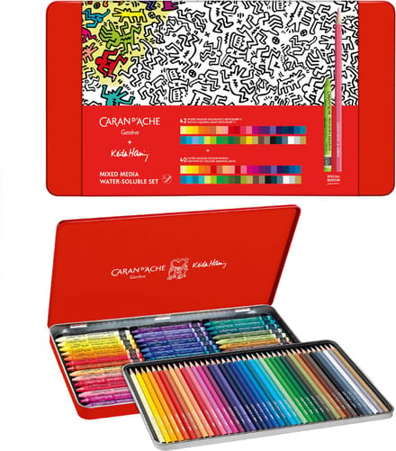 CARAN Keith Haring Mixed Media Set kleurpotloden 42 D'ACHE (40 wateroplosbaar + neocolors) CC3000-023