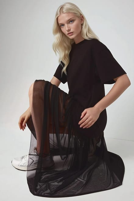 Midi-jurk met Tule Rok Pika Collectie