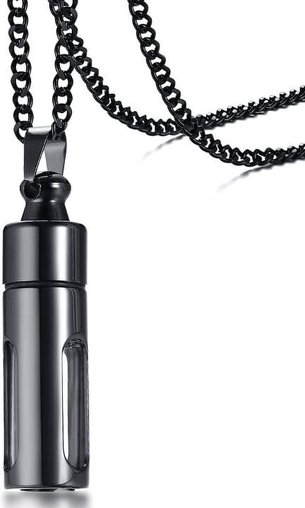 Ketting met Afsluitbare Ashanger Urn Hanger (breed model) - Zwart - Kettingen Heren Dames
