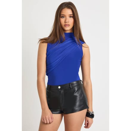 boohoo Dames Hoge Hals Wikkel Mouw Bodysuit | Cobalt | Maat: 8