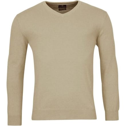 Baileys Trui V-Neck Single Knit Uni Pima Cotton Beige / male