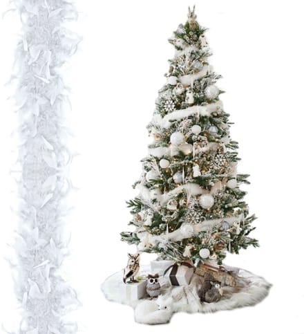 Inspiruj - Kerstslinger - 190 cm - Wit - Veren