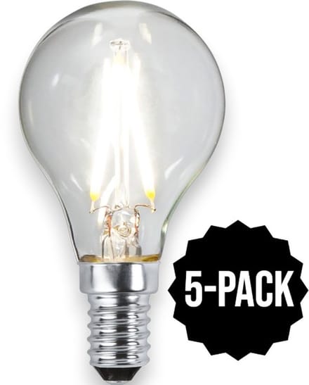 5-Pack | Kogellamp - E14 - 2.3W - Koel Wit - 4000K - Filament - Helder
