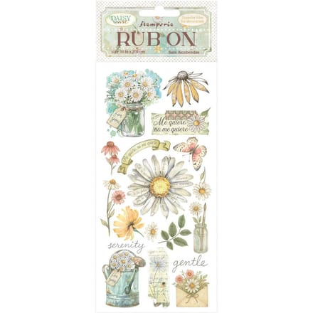 Stamperia - Daisy Art Rub-On 10,16x21,6cm Me Quiere no me Quiere (DFLRB223)
