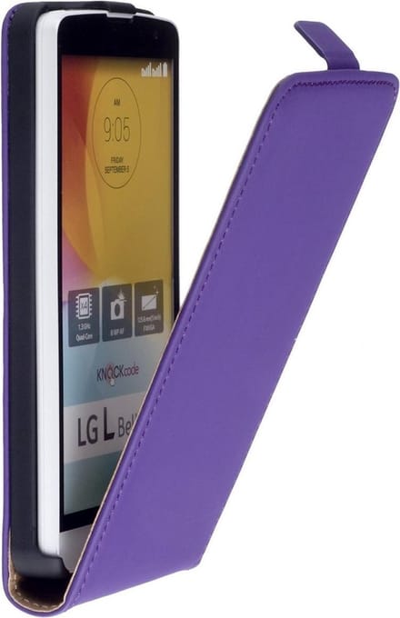 Paars Lederen Flip Case Cover Hoesje LG L Bello
