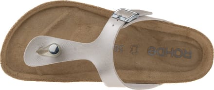 Rohde 5600 01 Leren Dames Slippers Teenslippers - Wit Metallic - 38