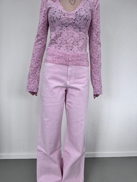 Gina Tricot perfect wide jeans roze