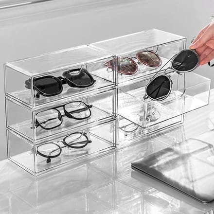 Bril Organizer Stand - Zonnebril Display - Bureau Opbergen - Stapelbaar Ontwerp - S - Transparant