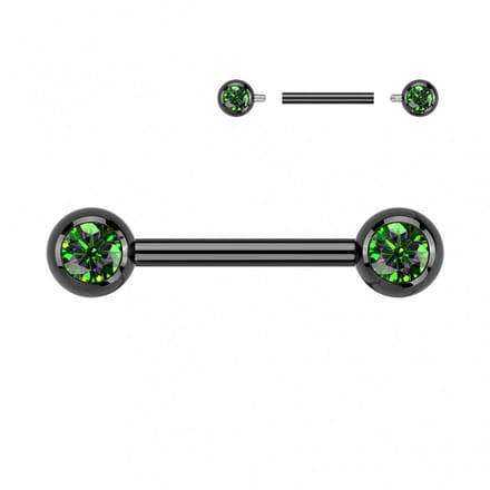 Piercing titanium steen rond intern schroefdraad 1.6x16 - zwart - LMPiercings
