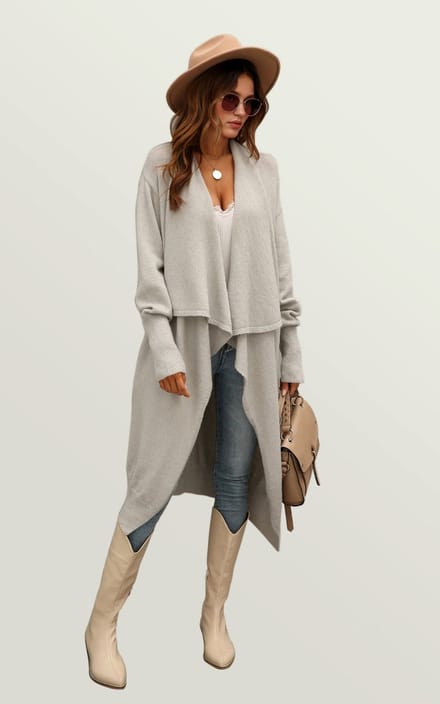 Grijze dikke plooien oversized cardigan