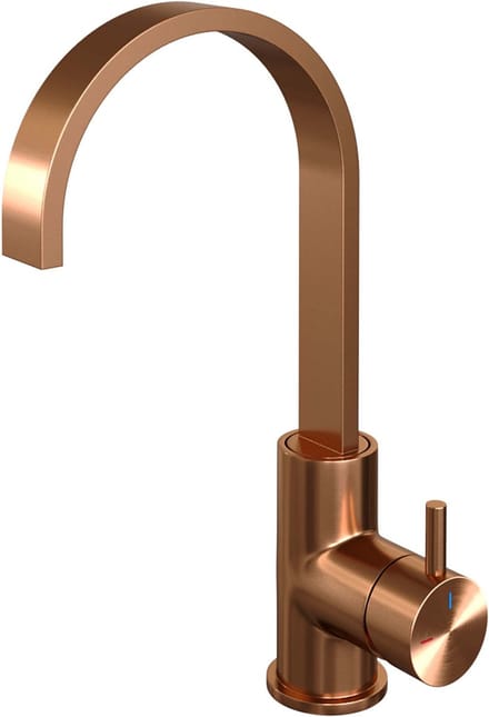Brauer Copper Edition hoge opbouw wastafelmengkraan met draaibare platte uitloop model B koper geborsteld PVD