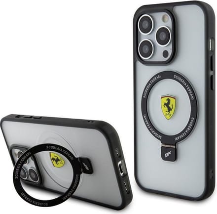 Ferrari Ring Stand Back Case (MagSafe Compatible) - Geschikt voor Apple iPhone 15 Pro Max (6.7") - Transparant