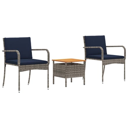 vidaXL - Tuinset - Grijs - poly - rattan