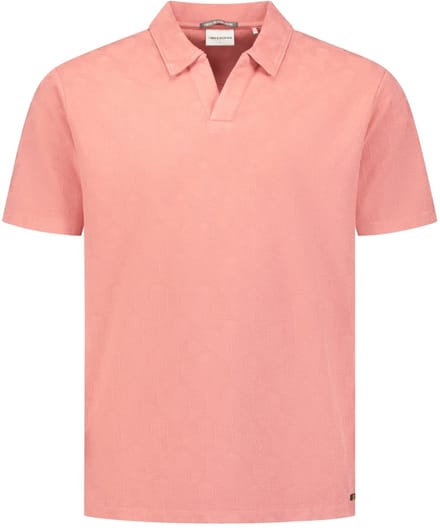 Polo met V-hals en korte mouwen met jacquardprint