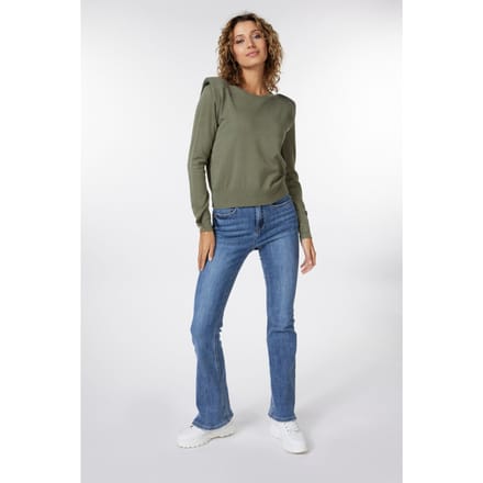 EsQualo Sweater Basic Shoulder Pads Leaf Green Taglia: M | Maglioni a maglia Outlet | Donna | Verde