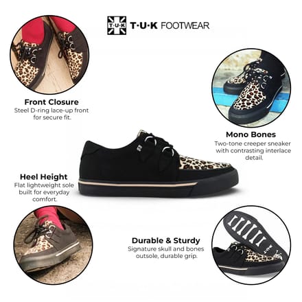 TUK Pointed Creeper Sneaker Zwart Luipaard Canvas Platform Schoenen - A9180