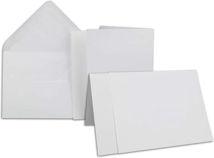 Kaartenpakket met gevoerde enveloppen - geribbeld - DIN A6/C6 wit - 105 x 148 cm - natte plakrand