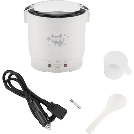 Cuiseur à riz électrique portable multifonctionnel 12V 100W 1L pour voitures (vert) blanc