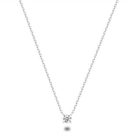 Twice As Nice Halsketting in zilver, witte zirkonia, 4 mm 35cm+5cm
