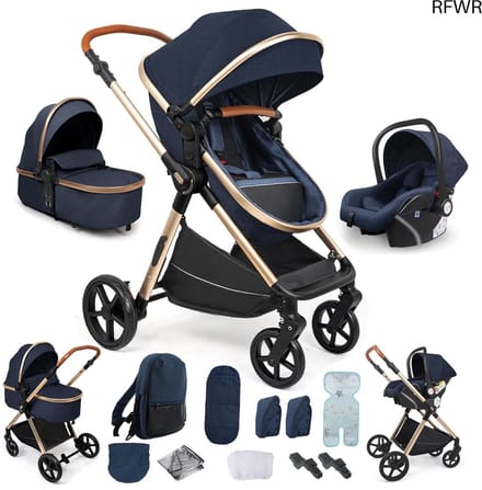 RFWR® 3-in-1 Kinderwagen met Omkeerbare Duwmodi en Aluminium Frame