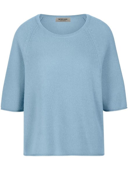 Trui ronde hals 100% kasjmier Van Peter Hahn blauw