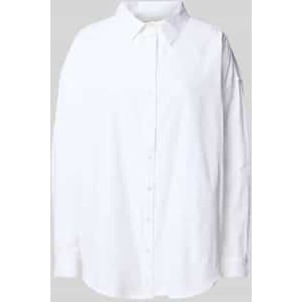 Boxy fit overhemdblouse met extra brede schouders, model 'Sunna'