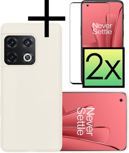 Hoesje - Met 2x Screenprotector - Geschikt voor OnePlus 10 Pro - Sterk & Shockproof - Back Cover - Siliconen Case - Telefoon Hoes - Wit