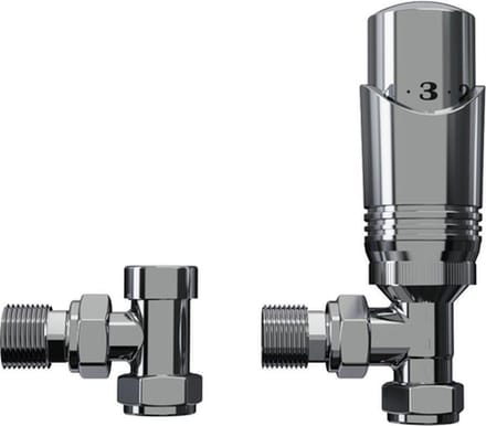 Rosani Classic universele radiator aansluitset haaks - chroom