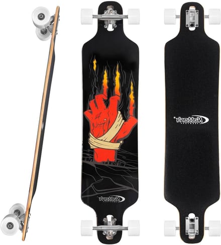 Longboard Skateboard - Compleet Board - Weg van de Massa - Bamboe en Esdoorn - 107 cm - Palm