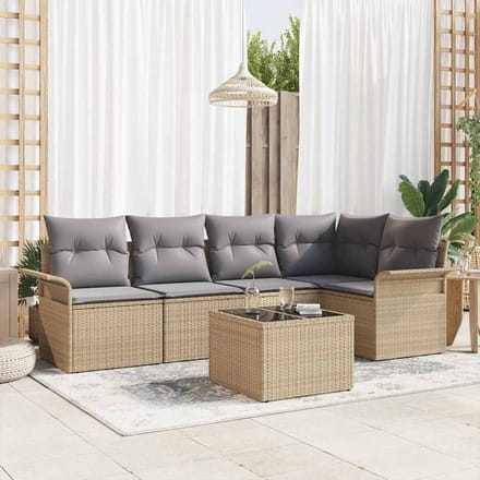vidaXL - Tuinbank - Set - 6 - st - Beige - poly - rattan