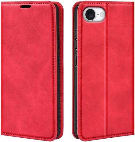 MobyDefend Hoesje - Geschikt voor iPhone 16e / iPhone 17e - Luxe Wallet Bookcase (Magnetische Sluiting) - Rood