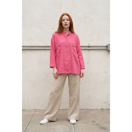 Overize Linnenmix Lange Mouwen Shirt