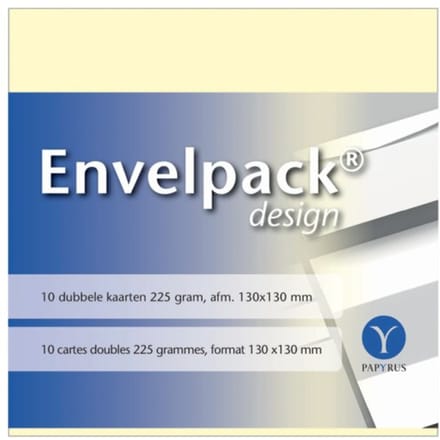 Dubbele kaart Papyrus Envelpack Design vierkant 130x130mm ivoor 894460 set van 10
