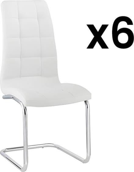 Vente-unique Set van 6 stoelen NADYA - Kunstleer - Wit