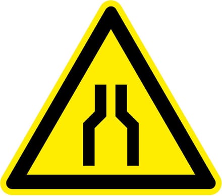 Waarschuwingssticker wegversmalling 100 mm