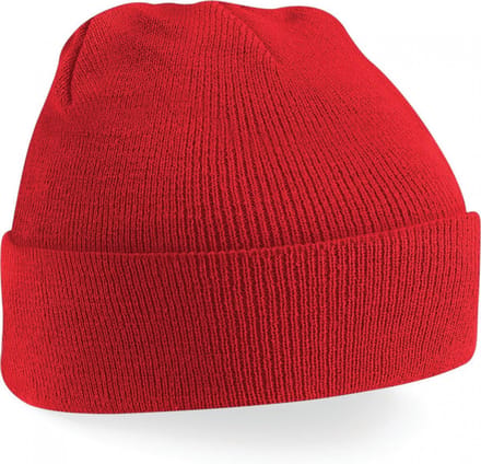 Gebreide muts polyester felrood
