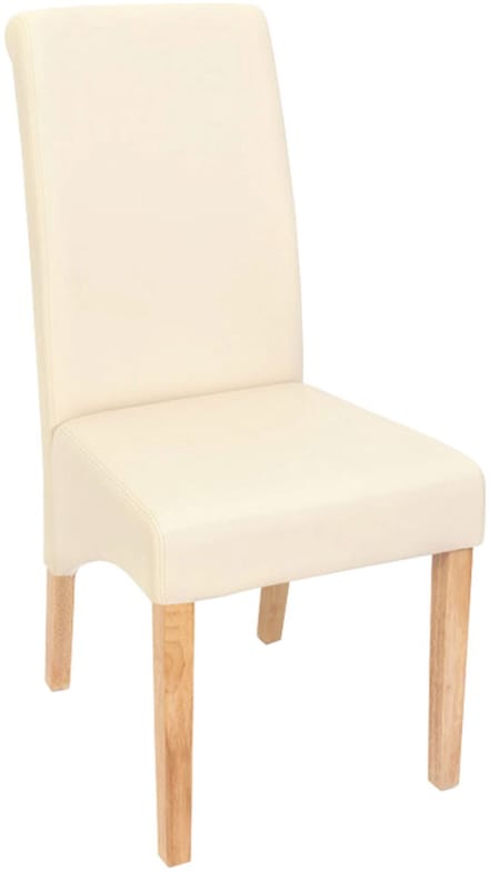 Set van 2 eetkamerstoelen Keukenstoel Stoel M37 ~ kunstleer mat, crème, lichtgekleurde poten