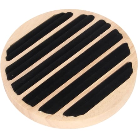 Boîte à bijoux ronde à 6 emplacements pour boucles d'oreilles et colliers. beige