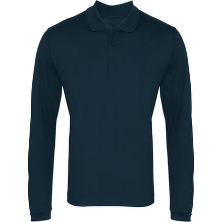 Premier Heren Coolchecker Pique Poloshirt met lange mouwen (Marine)