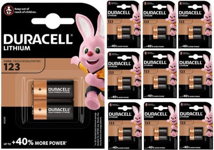Duracell CR123 CR123A 3V Lithium batterij - 20 Stuks (10 Blisters a 2 Stuks)