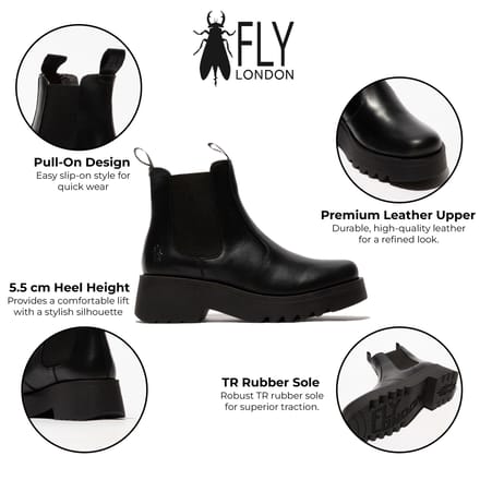 Fly London Dames MEDI789 Zwarte Chelsea Boots
