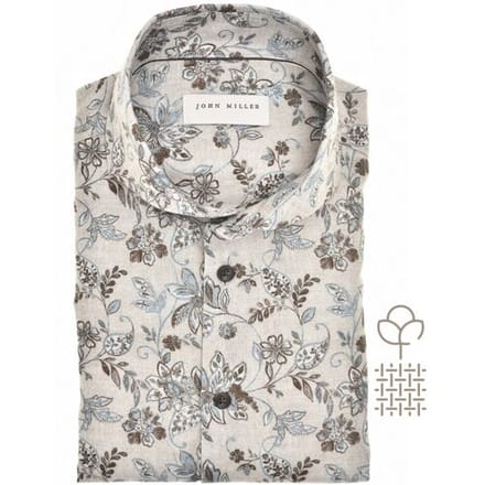 John Miller Overhemd Printed Floral Shirt Licht Bruin / male