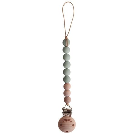 Mushie Speenkoord EVA - Sage / Hout (look) - 100% siliconen kralen