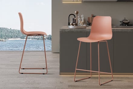 Barstoel Marie Terracotta – Rousseau – voor keukeneiland - Zithoogte 65 cm – Polypropyleen – Metaal