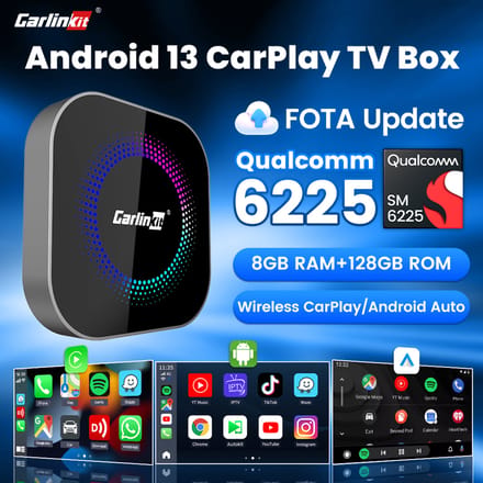CarlinKit TV Box S2F Android 13 CarPlay Ai Box SM6225 8 Cores Draadloze CarPlay Android Auto Videostreaming Box 4G LTE & WiFi GPS