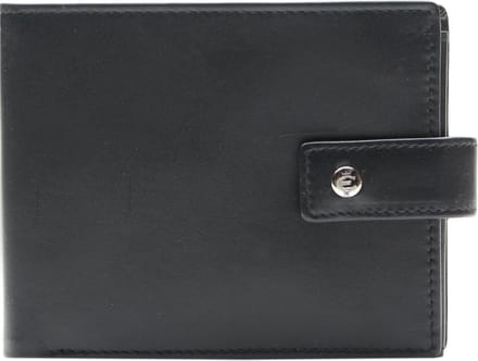 Esquire Leren Portemonnee New Silk Wallet Quer with Flap Black Zwart