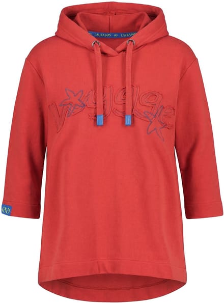 Laurasøn - Dames - Sweatshirt capuchon 3/4 mouwen - Baksteenrood - Maat 44+