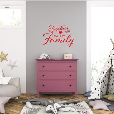 Muursticker - Together We Are Family - 40,6 x 58,1 - Rood