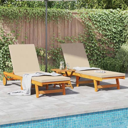 vidaXL - Ligstoel - 2 - st - Massief - Acacia - Hout - Bruin